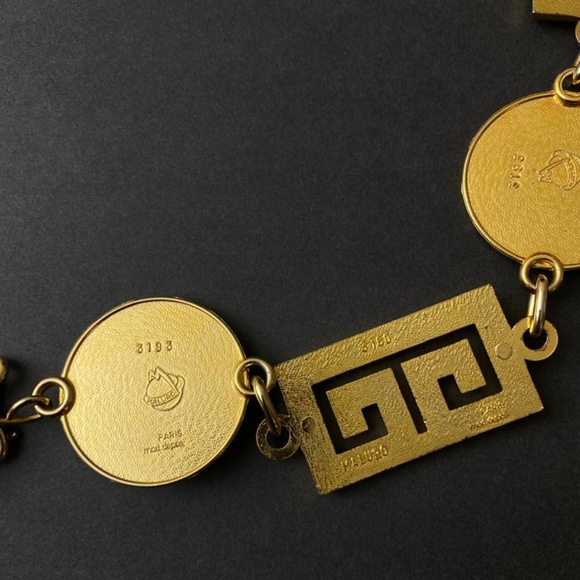 Vintage Maluro Made In France Metal  Belt Gold Tone With Stones - Picture 3 of 5